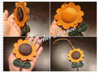Leather Sunflower Bag Charm: Handmade Purse/Keychain Pendant