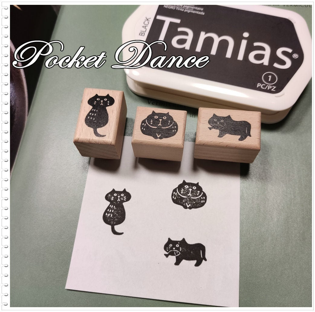 Black Cat Rubber Stamp Set, Kitty Stamps for Card Making
