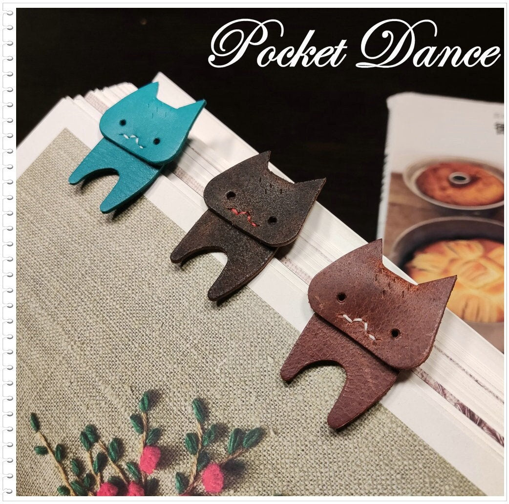Handmade Leather Cat Bookmark - Cute Booklover Gift