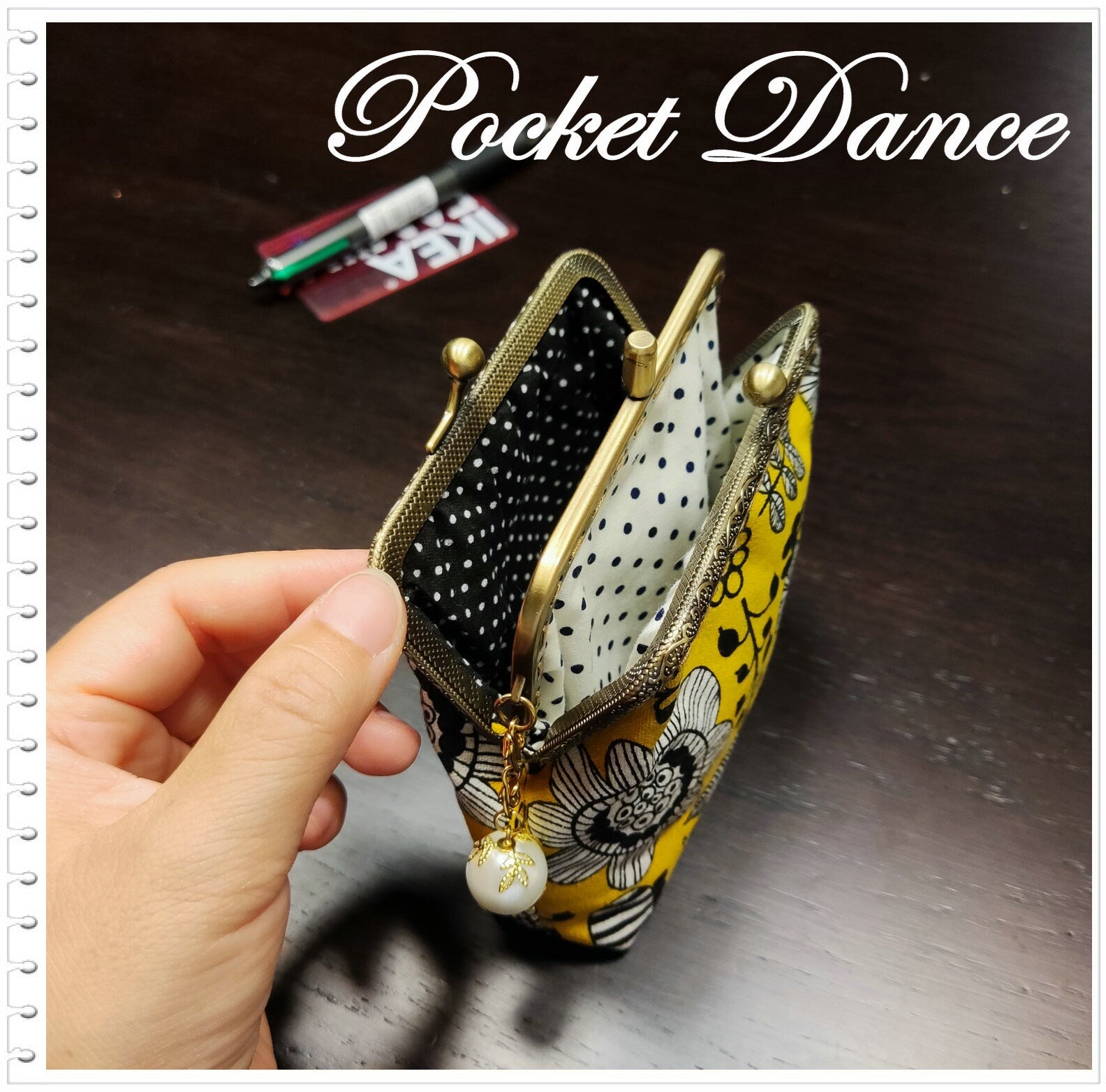 Handmade Floral Kiss Lock Coin Purse: Yellow Wallet Clutch