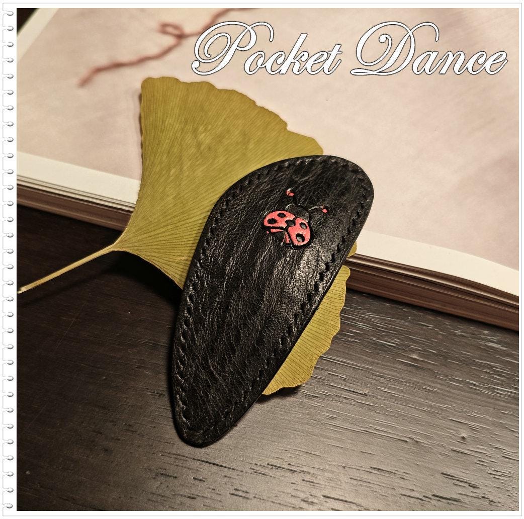 Handmade Leather Ladybug and Hummingbird Hair Clip: Black Red Hairclip Barrette, Daughter Gift