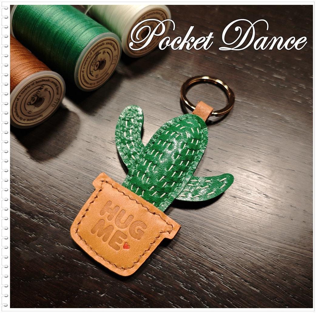 Handmade Leather Cactus Pendant Charm or Keychain for Purse Bag Friends Gifts