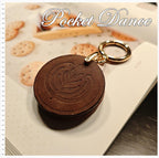 Leather Biscuits Keychain, Coffee Latte Art Charms, Chocolate Cookies Food Bag Charm gifts