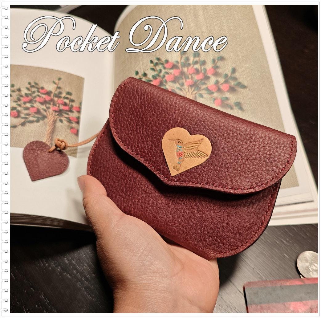 Handmade Leather Hummingbird Coin Purse: Bird Card Wallet