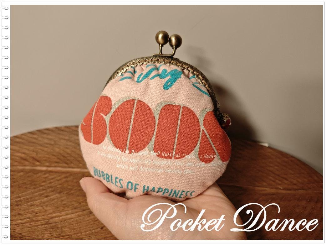 Handmade Pink Kisslock Coin Purse & Pouch, Small Bag for Cash Coin Card Ticket Organizer, Unique gift for her