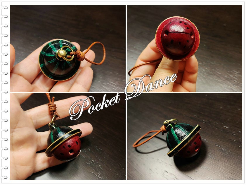 Handmade Leather Watermelon Pet Bell: Dog Cat Collar Charm