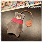 Handmade Leather Bear Key Pouch: Gray Car Key Case, Keychain