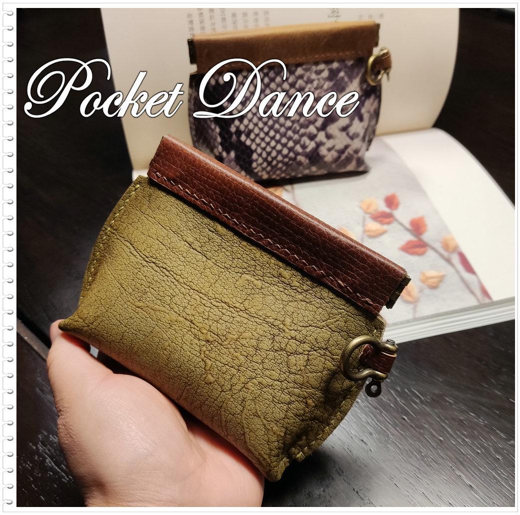 Green Leather Squeeze Coin Purse: Handmade Flex Frame Change Pouch