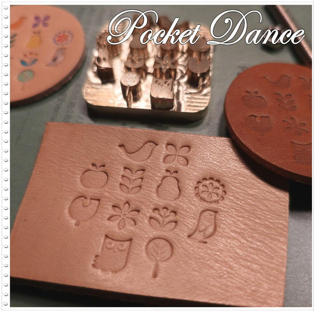Cuteness Symbol Brass Stamp: Leather & Wood Emboss (Bird, Flower, Tree, Owl, Apple, Pear Symbol 3.5cm size)