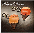 Leather Ice Cream Keychain: Handmade Bag Charm