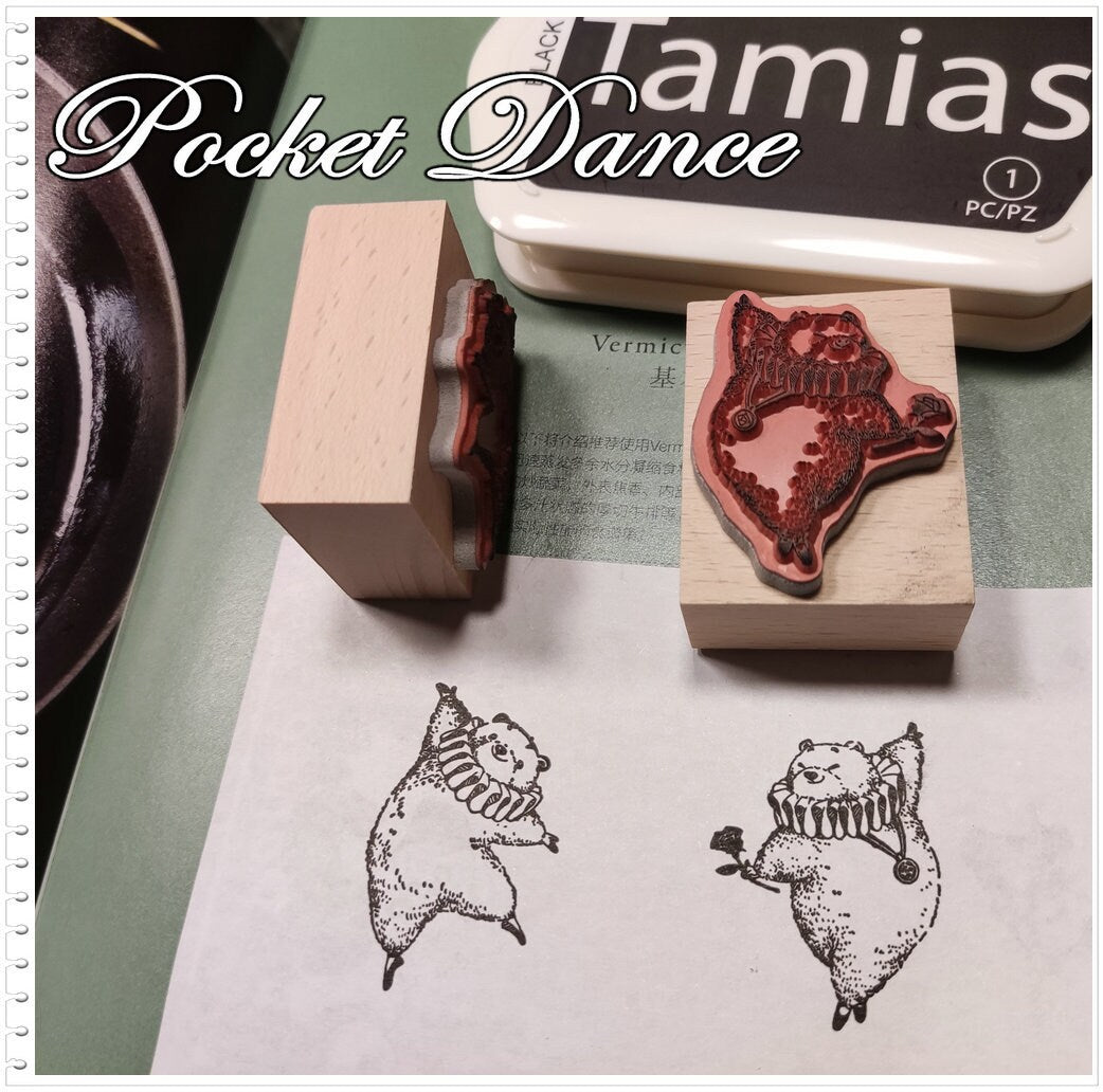 Dancing Bear Rubber Stamp Set, Planner Scrapbook Supply