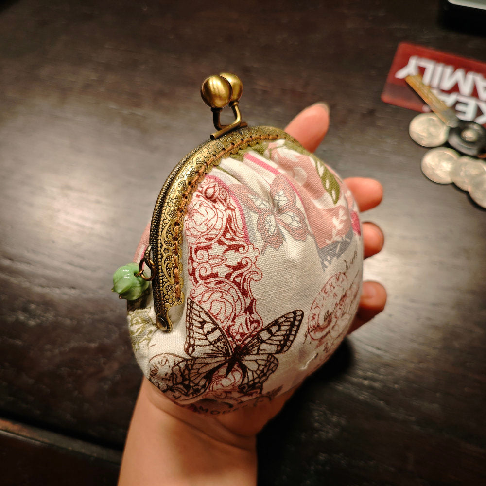 Handmade Pink Rose and Butterfly Pouch