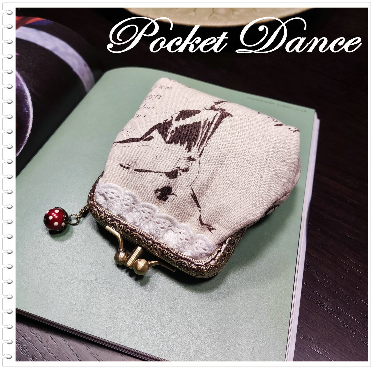 Ballet dancing girl two compartment kiss lock Coin purse  Wallet Pouch Clutch Kiss lock frame purse bag