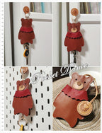 Leather teddy bear key bag, bear key holder, leather bear keychain, key leather cover case cute, cute bag charms Kids Gifts