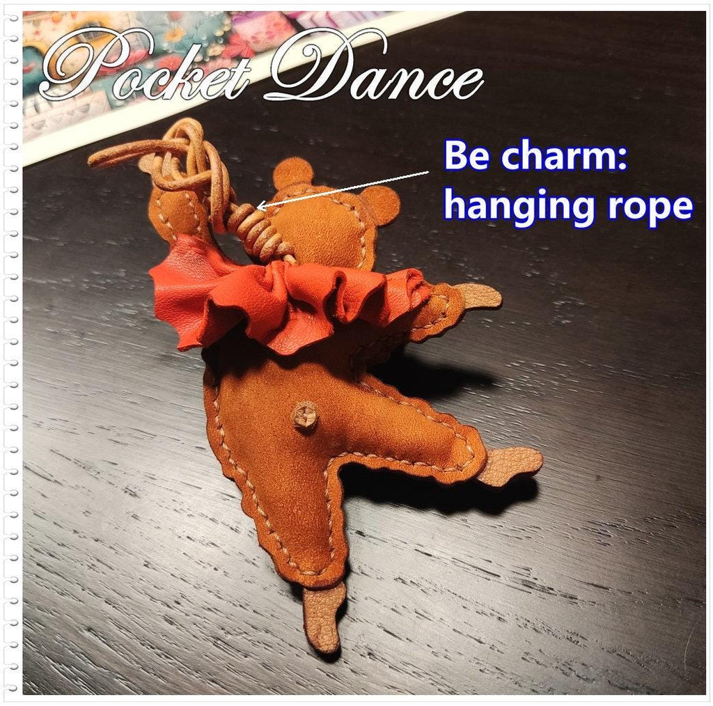 Handmade Leather Dancing Bear Charm: Nutcracker Ballet Gift