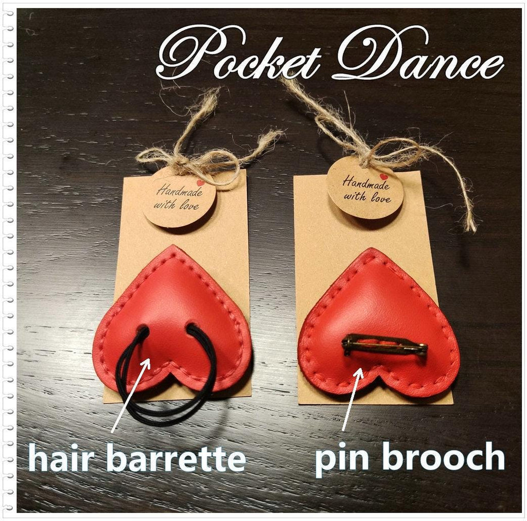 Handmade Leather Hair Barrette Red Heart Love Cute Hairclip, Leather Hair Accessories, Pin Brooch Hair Styling For Daughter Woman Girl Gift
