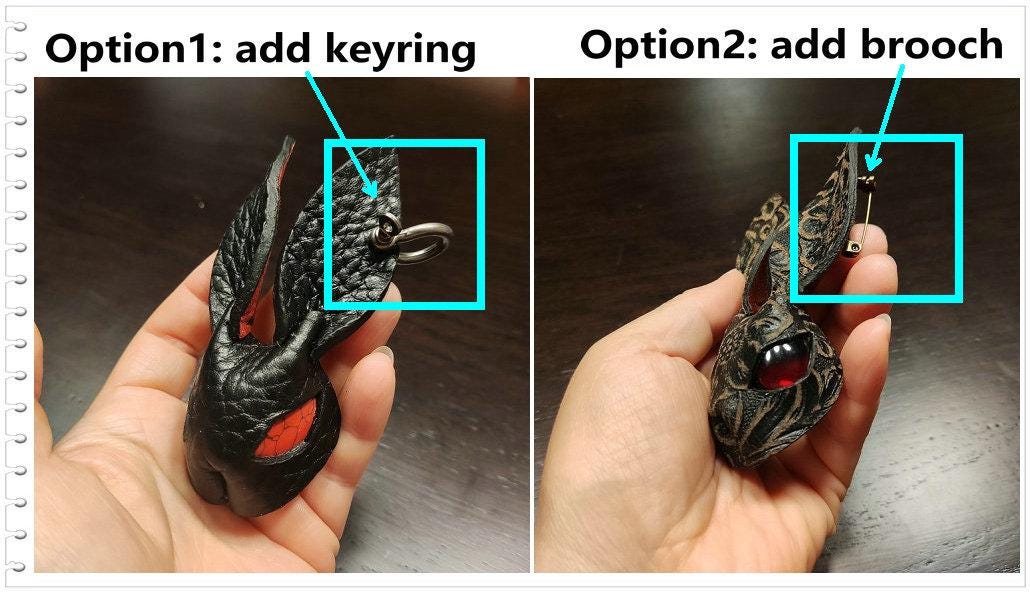 Handmade Leather Rabbit Keychain or Brooch: Animal Jewelry Gift
