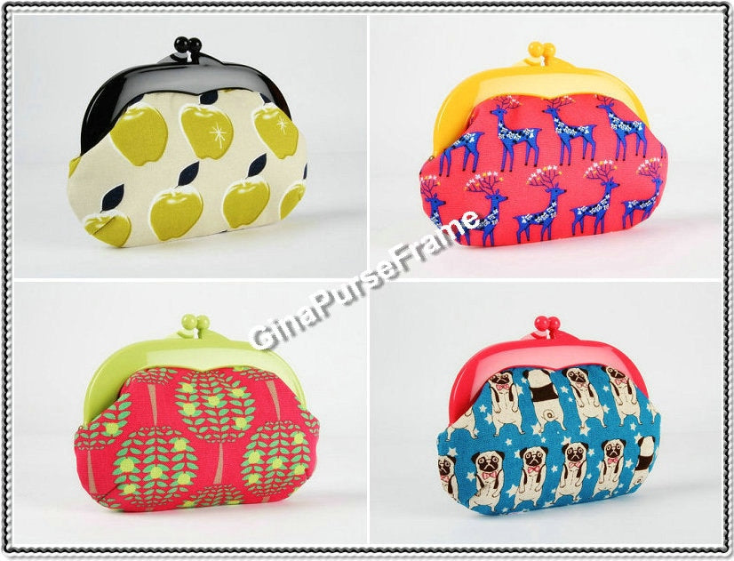 Candy Color Plastic Purse Frame Kiss Lock - 10 Pieces (6.3 inch)