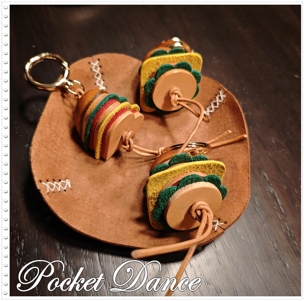 Leather Hamburger keychain, Cheeseburger bag charm, food gifts