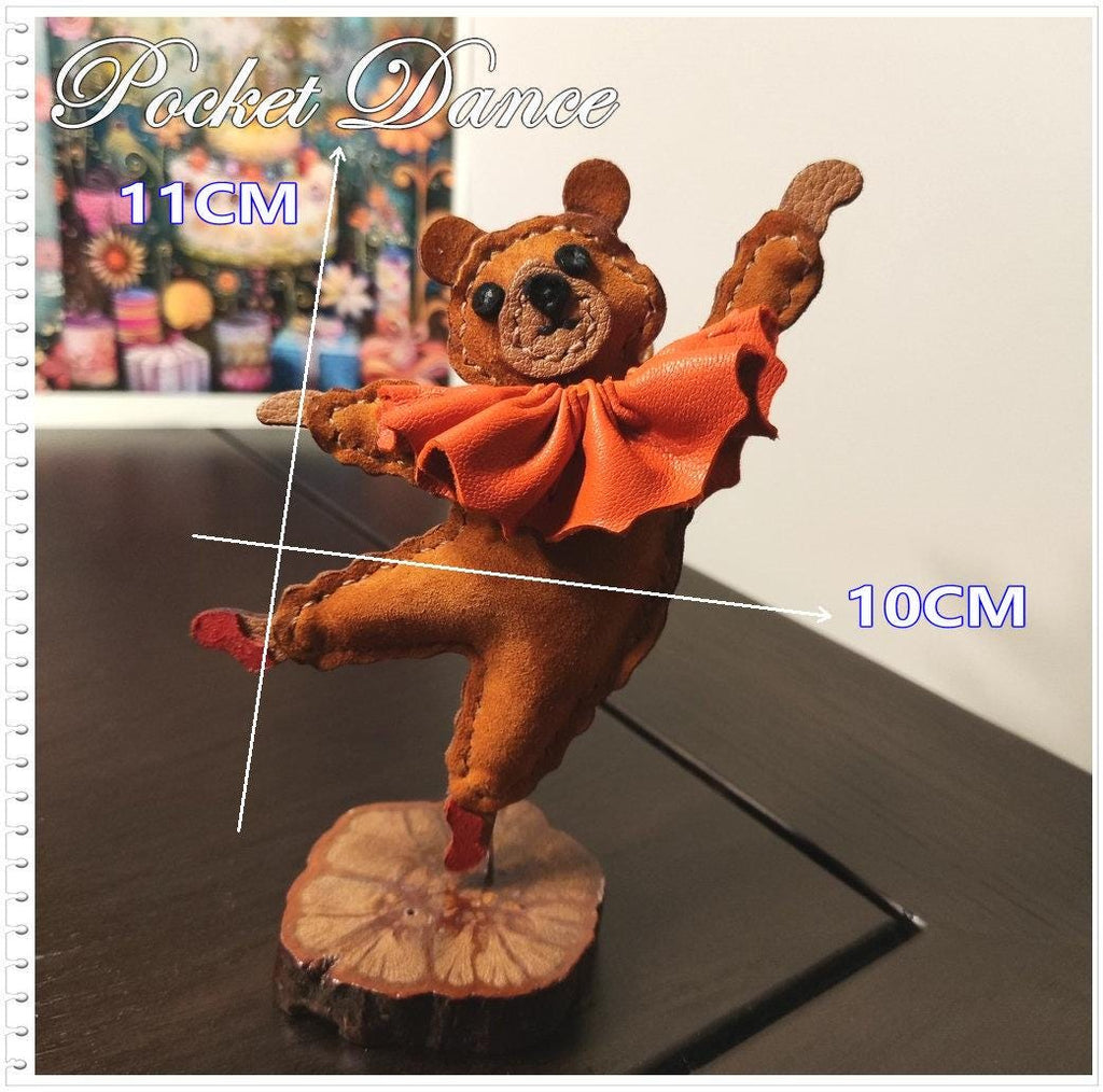 Handmade Leather Dancing Bear Charm: Nutcracker Ballet Gift