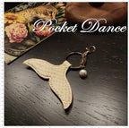 Handmade Leather Mermaid Tail Keychain: Pearl Keyring Bag Charm