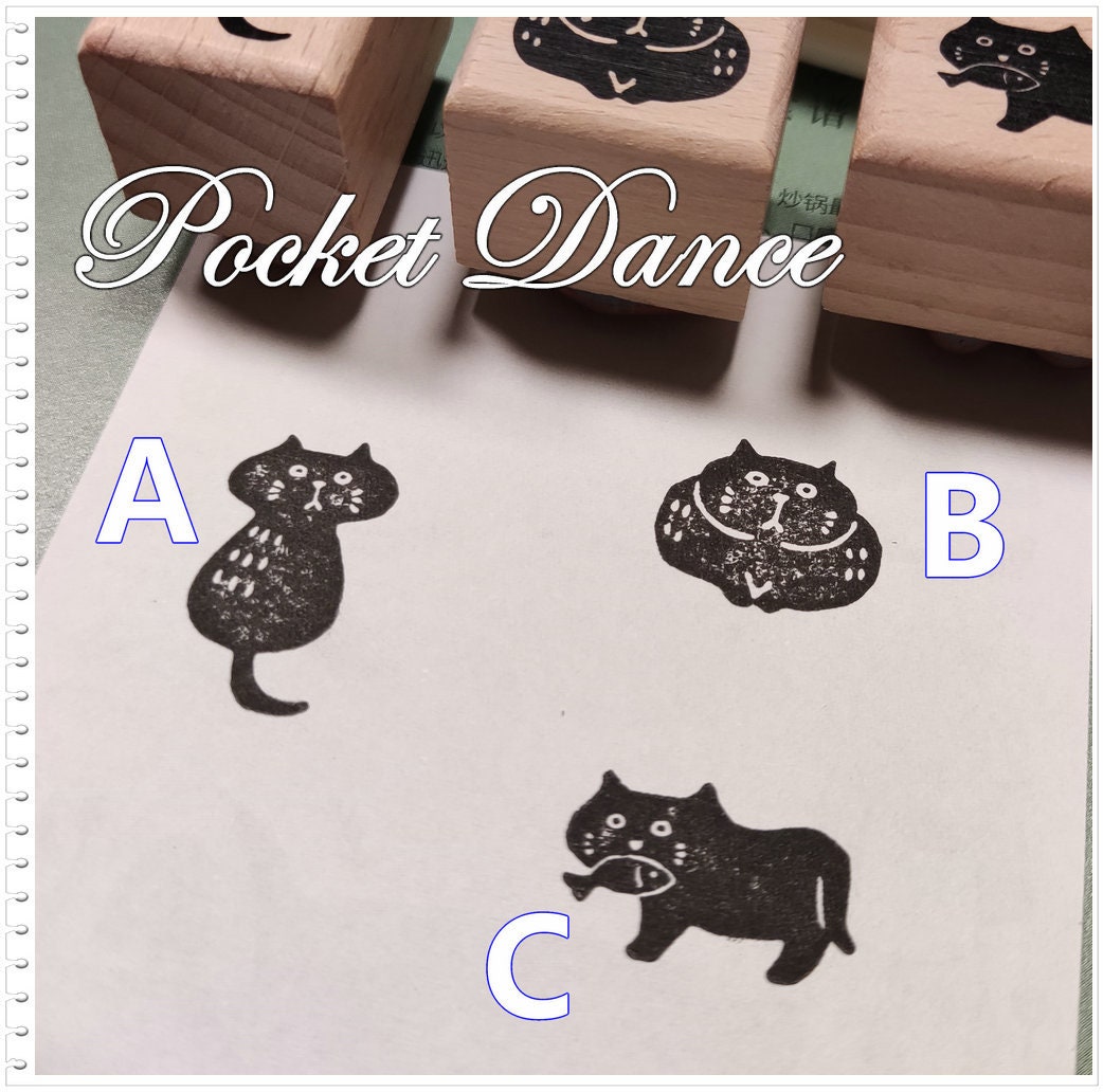 Black Cat Rubber Stamp Set, Kitty Stamps for Card Making