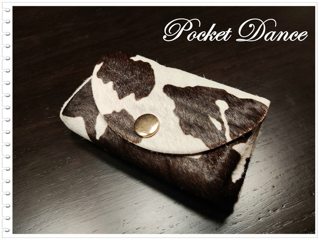 Handmade Cow Print Leather Coin Purse: Small Card Wallet