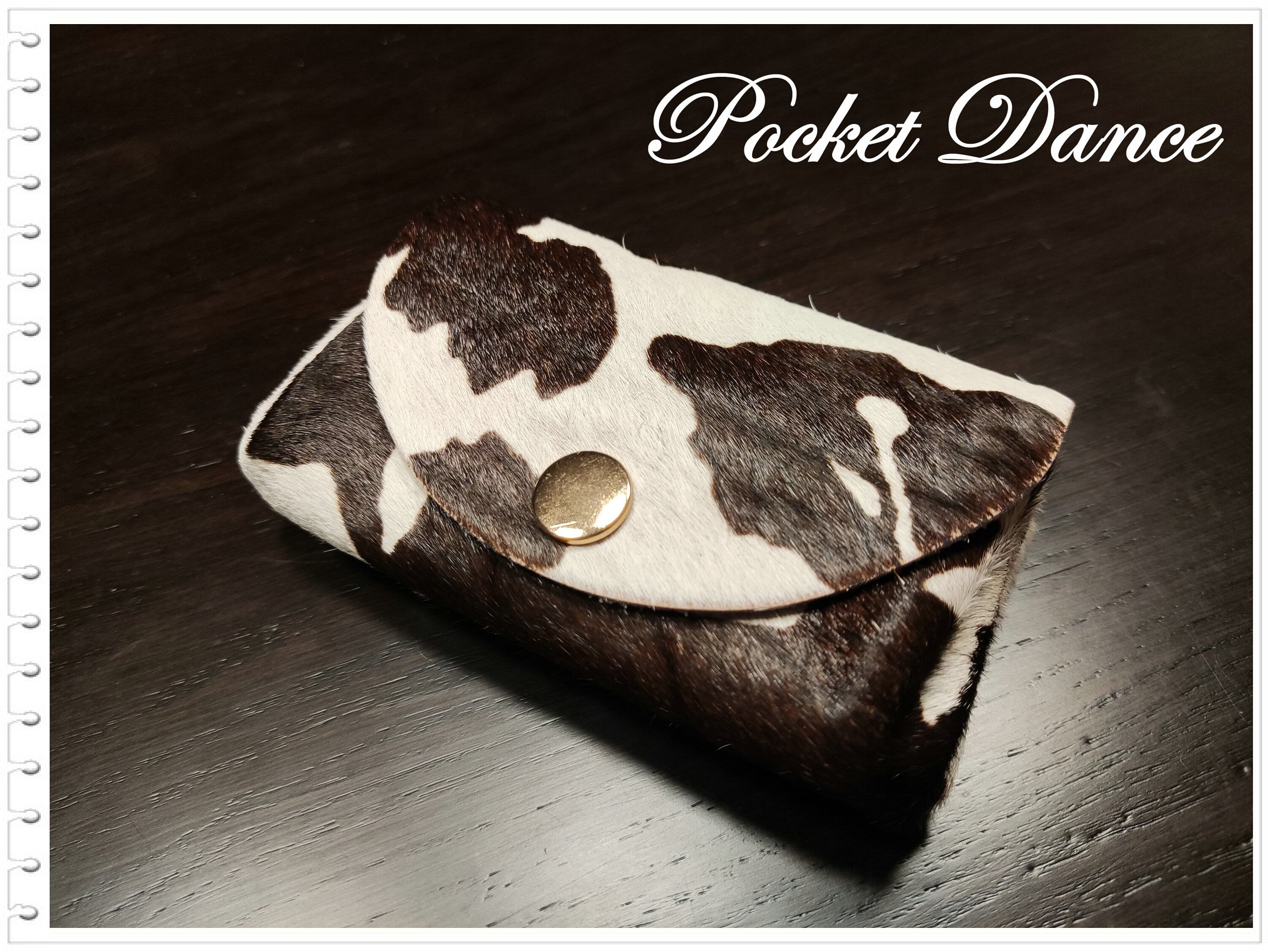 Handmade Cow Print Leather Coin Purse: Small Card Wallet