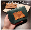 Handmade Green Leather Coin Purse: Embossed Whale Design