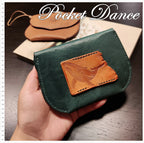Handmade Green Leather Coin Purse: Embossed Whale Design