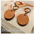 Leather Biscuits Keychain, Coffee Latte Art Charms, Chocolate Cookies Food Bag Charm gifts