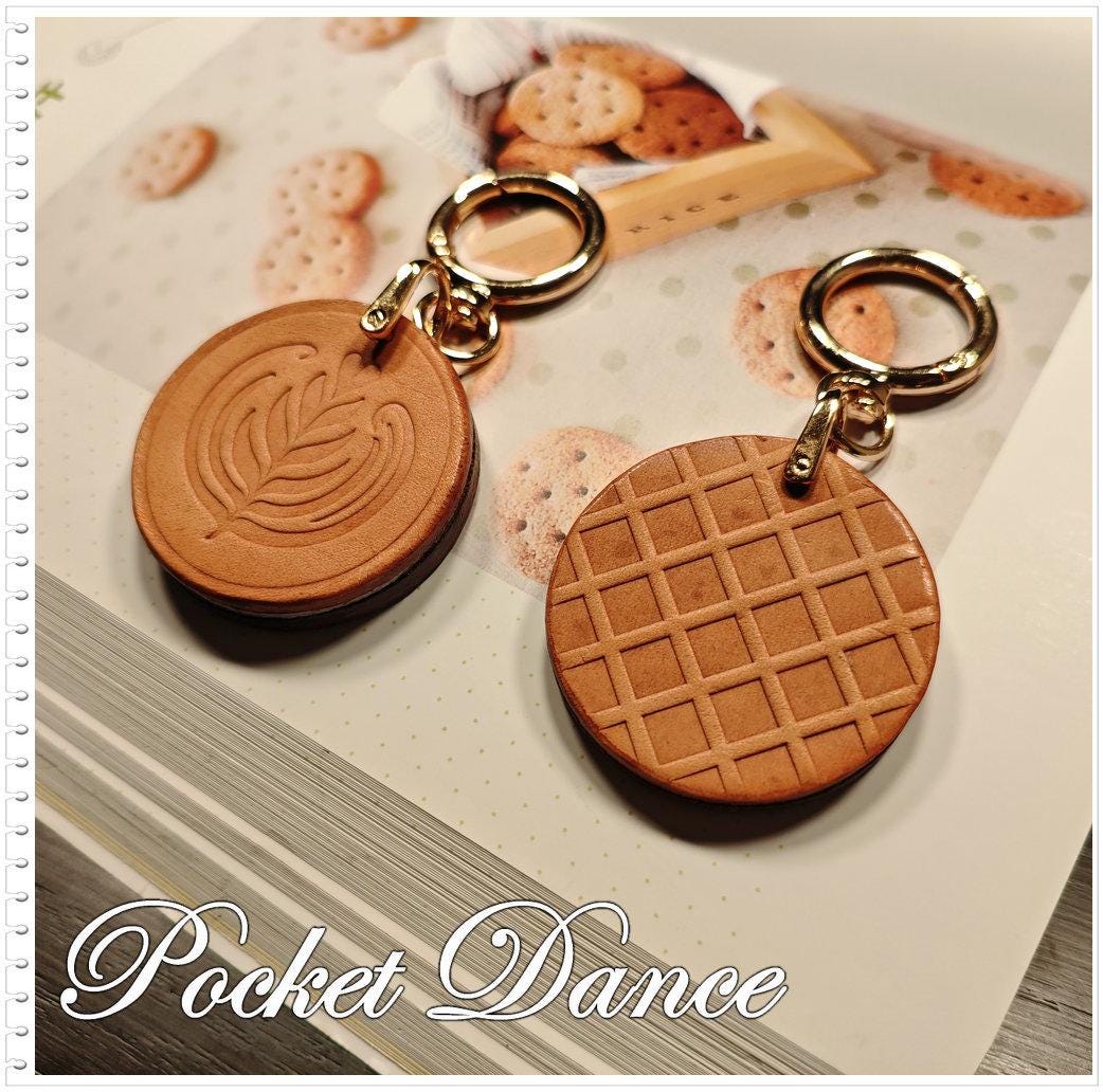Leather Biscuits Keychain, Coffee Latte Art Charms, Chocolate Cookies Food Bag Charm gifts