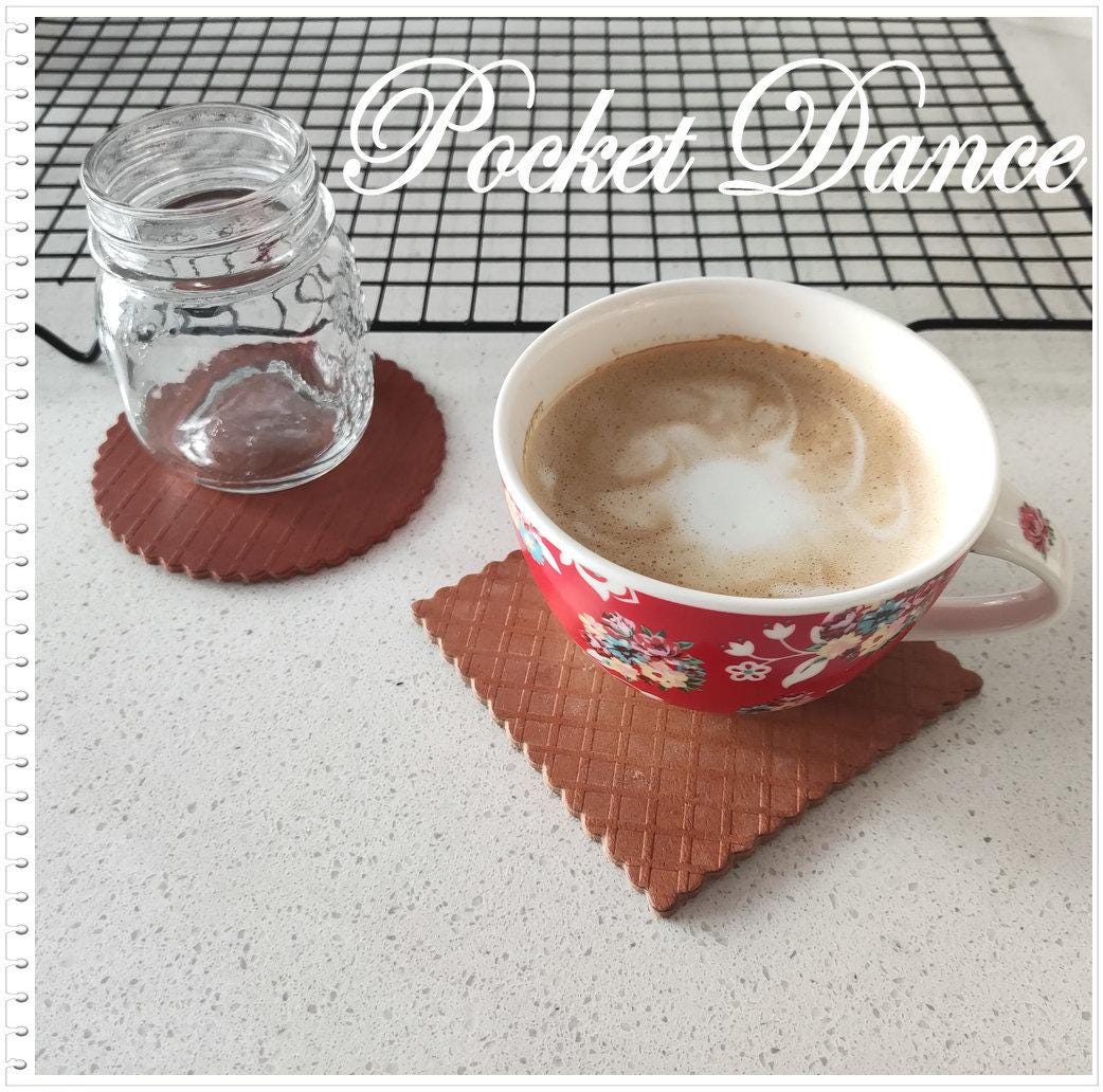Handmade Leather Stroopwafel Coaster: Coffee Lover Gift