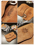 Handmade Leather Coin Purse: Compass Embossed Card Wallet