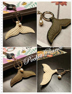 Handmade Leather Mermaid Tail Keychain: Pearl Keyring Bag Charm