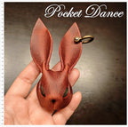 Handmade Leather Rabbit Keychain or Brooch: Unique Green Stone Eyes Bunny Pin Keychain Charm