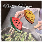 Handmade Leather Corner Bookmark: Cheese & Watermelon Design