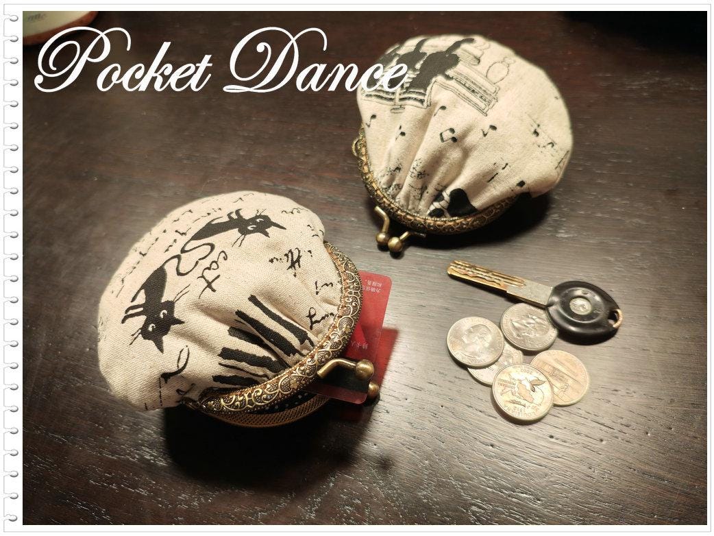 Cat and Music Coin Pouch