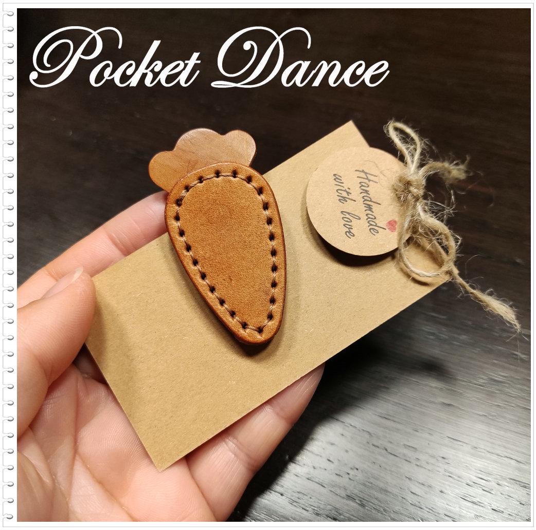 Handmade Leather Carrot Hair Clip, Vegetable Barrette