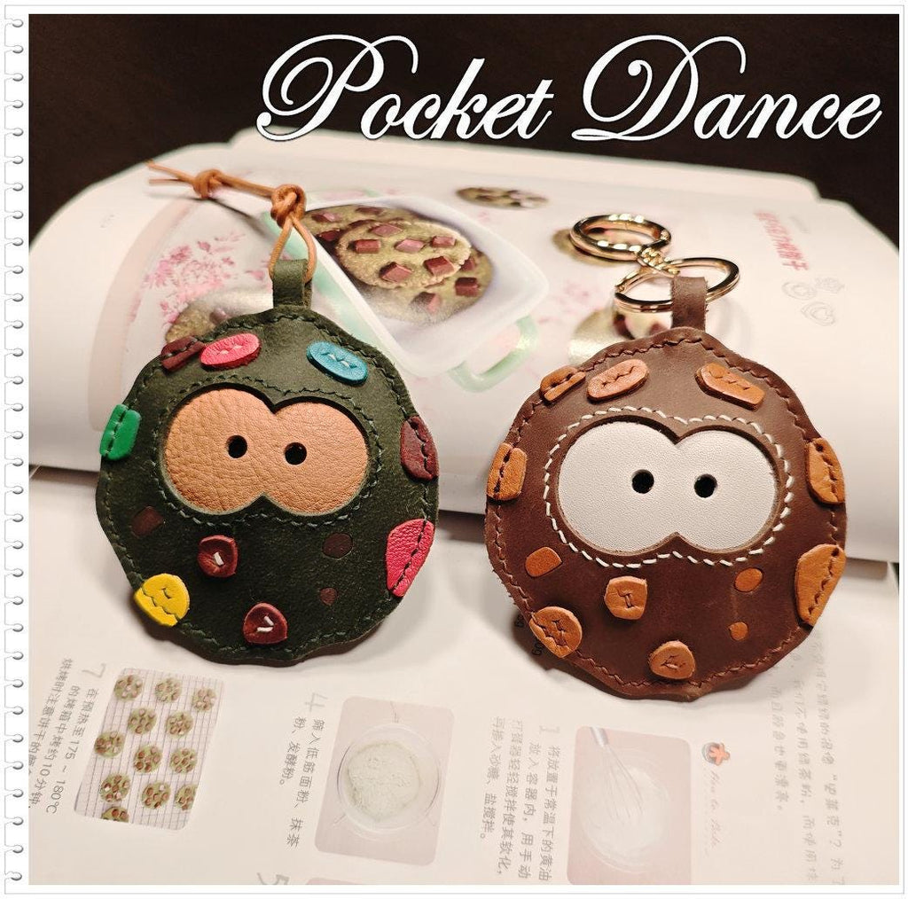Handmade Leather Chocolate Cookie Keychain, Cute Bag Charm