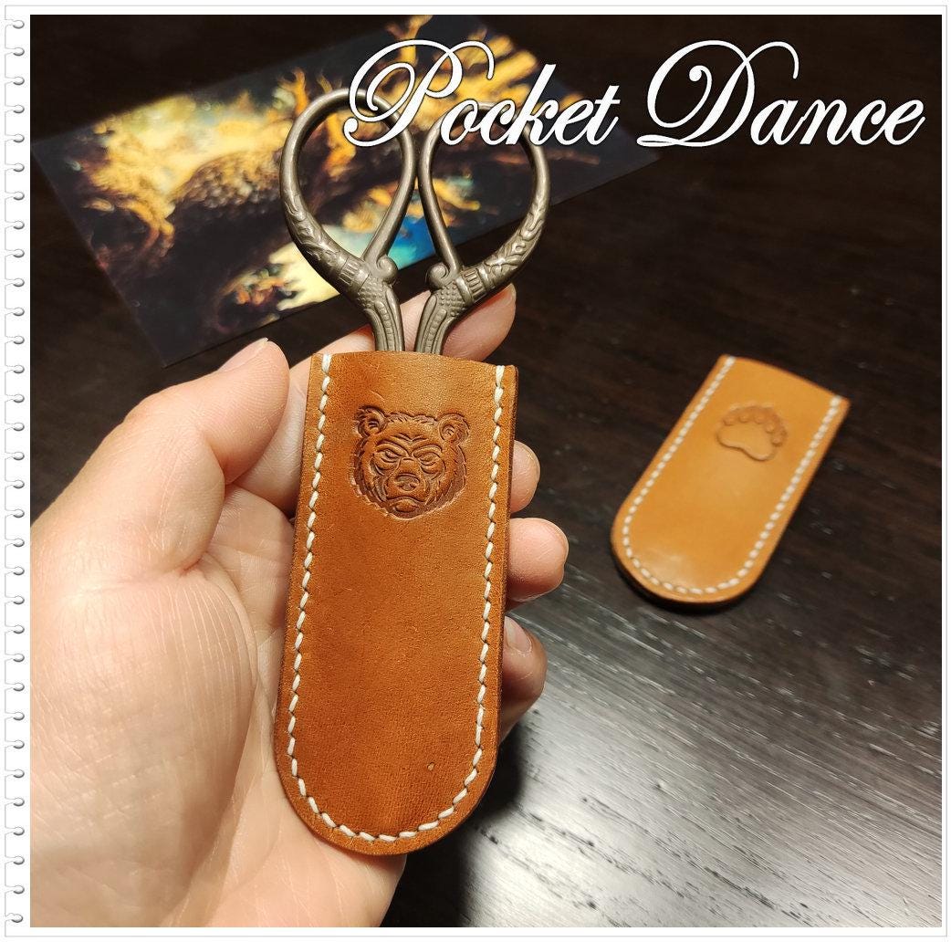 Bear & Paw Leather Scissor Sheath: Crafter Gift