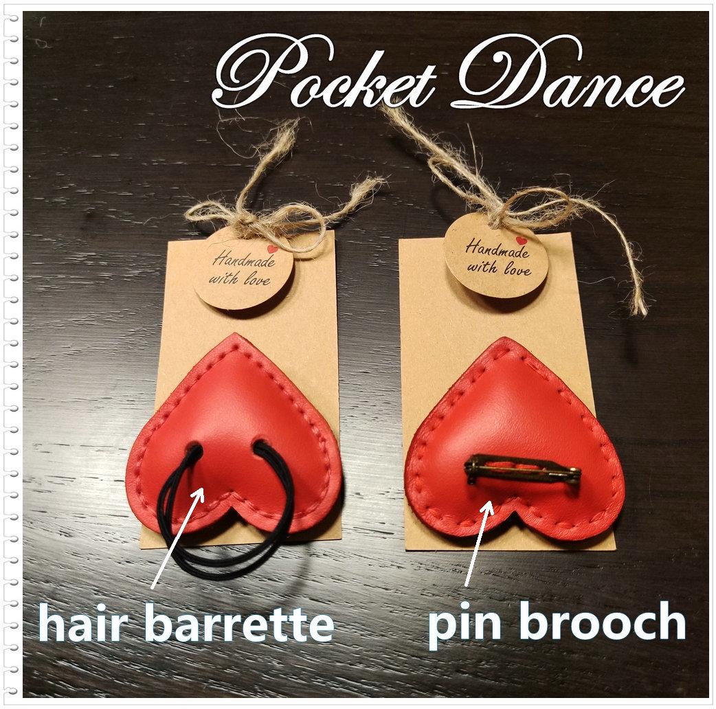 Handmade Leather Hair Barrette Red Heart Love Cute Hairclip, Leather Hair Accessories, Pin Brooch Hair Styling For Daughter Woman Girl Gift