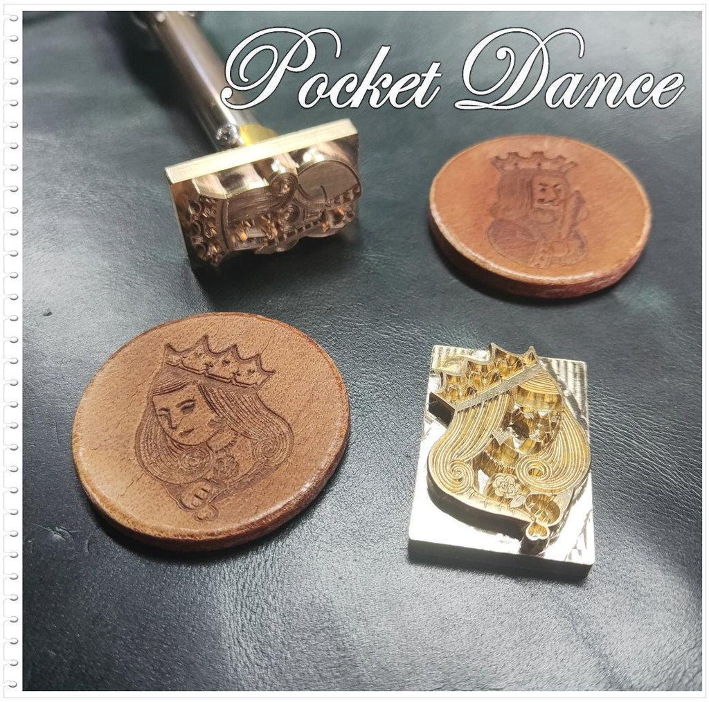 King Queen Brass Stamp Tool for Leather Crafts and Wood Emboss