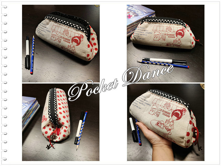 Handmade red dots girl Coin purse, pencil pouch, metal frame wallet clutch, zipper handmade purse bag by fabrics