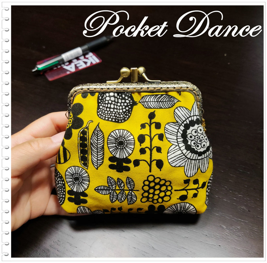 Handmade Floral Kiss Lock Coin Purse: Yellow Wallet Clutch