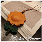 Leather Sunflower Bag Charm: Handmade Purse/Keychain Pendant