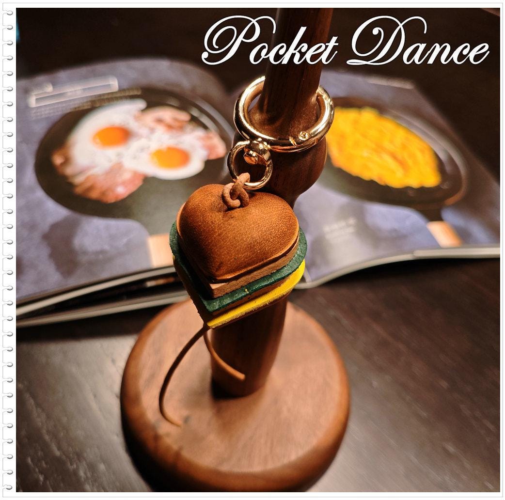 Leather Hamburger keychain, Cheeseburger bag charm, leather burger key chain, cute key pendant charm gifts