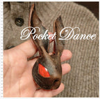 Red Stone Eyes Rabbit Keychain or Brooch
