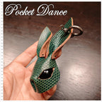 Leather Rabbit Keychain: black eyes