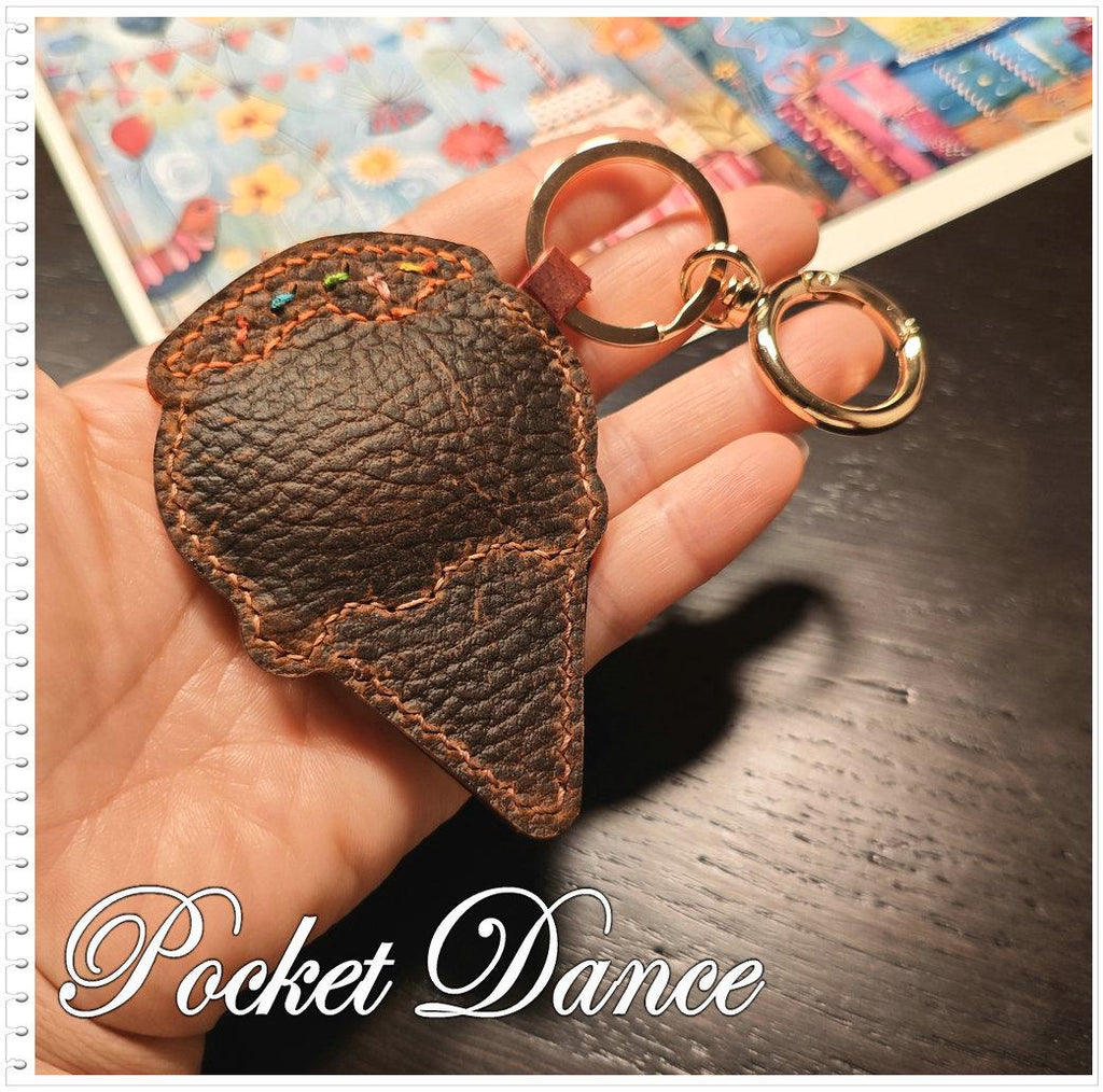 Leather Ice Cream Keychain: Handmade Bag Charm